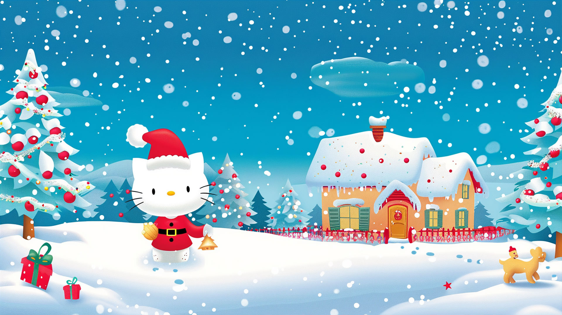 Hello Kitty Christmas Desktop Background in 4K