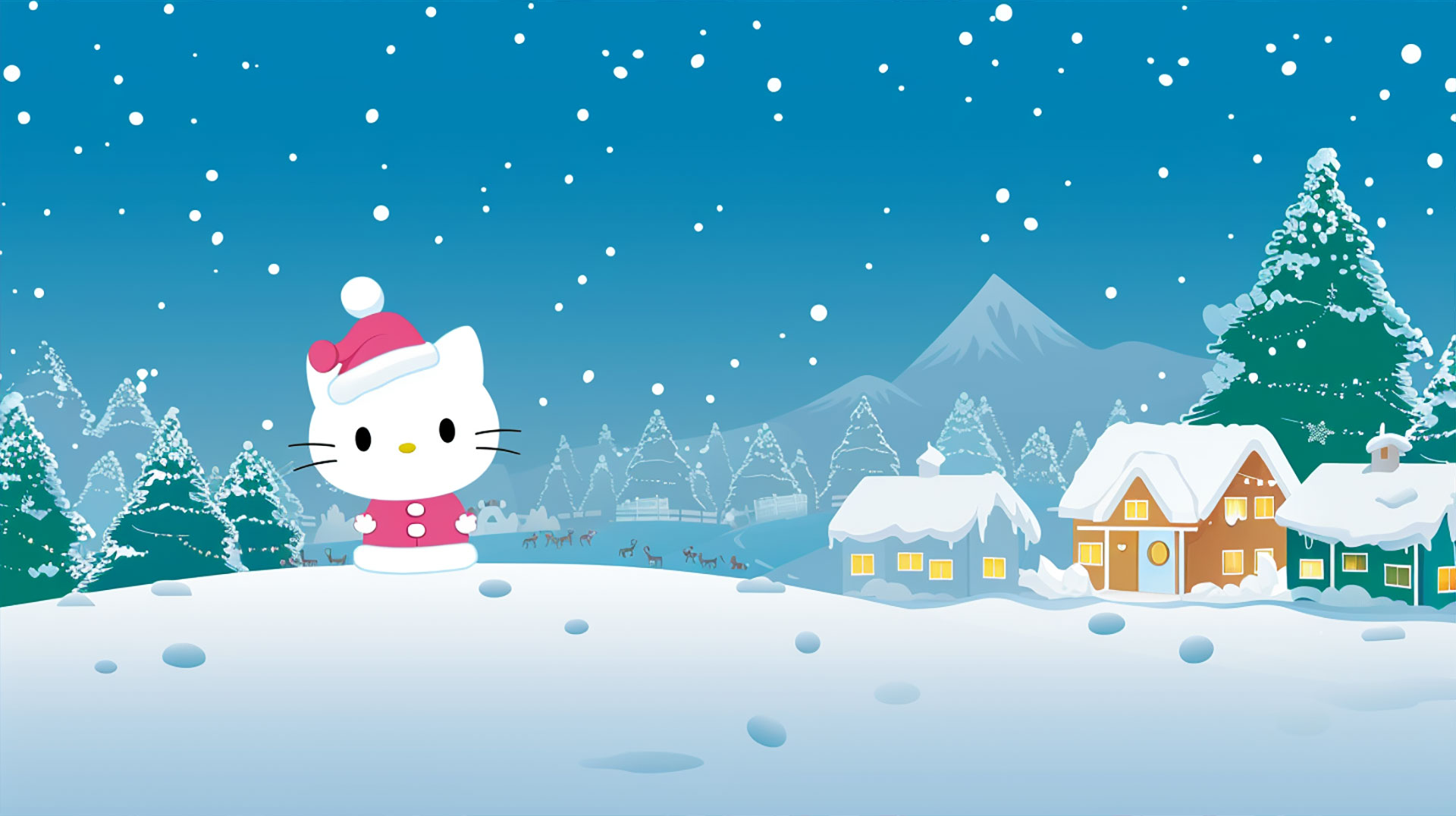 Charming Hello Kitty Christmas Desktop Backgrounds in HD