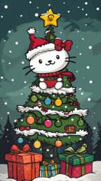 Snowy Hello Kitty Christmas iPhone Wallpaper