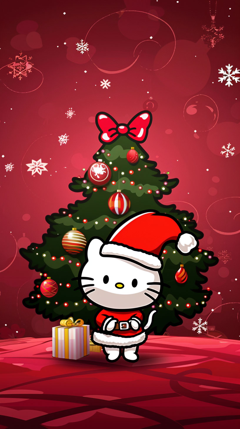 Santa Hello Kitty Christmas iPhone Wallpaper