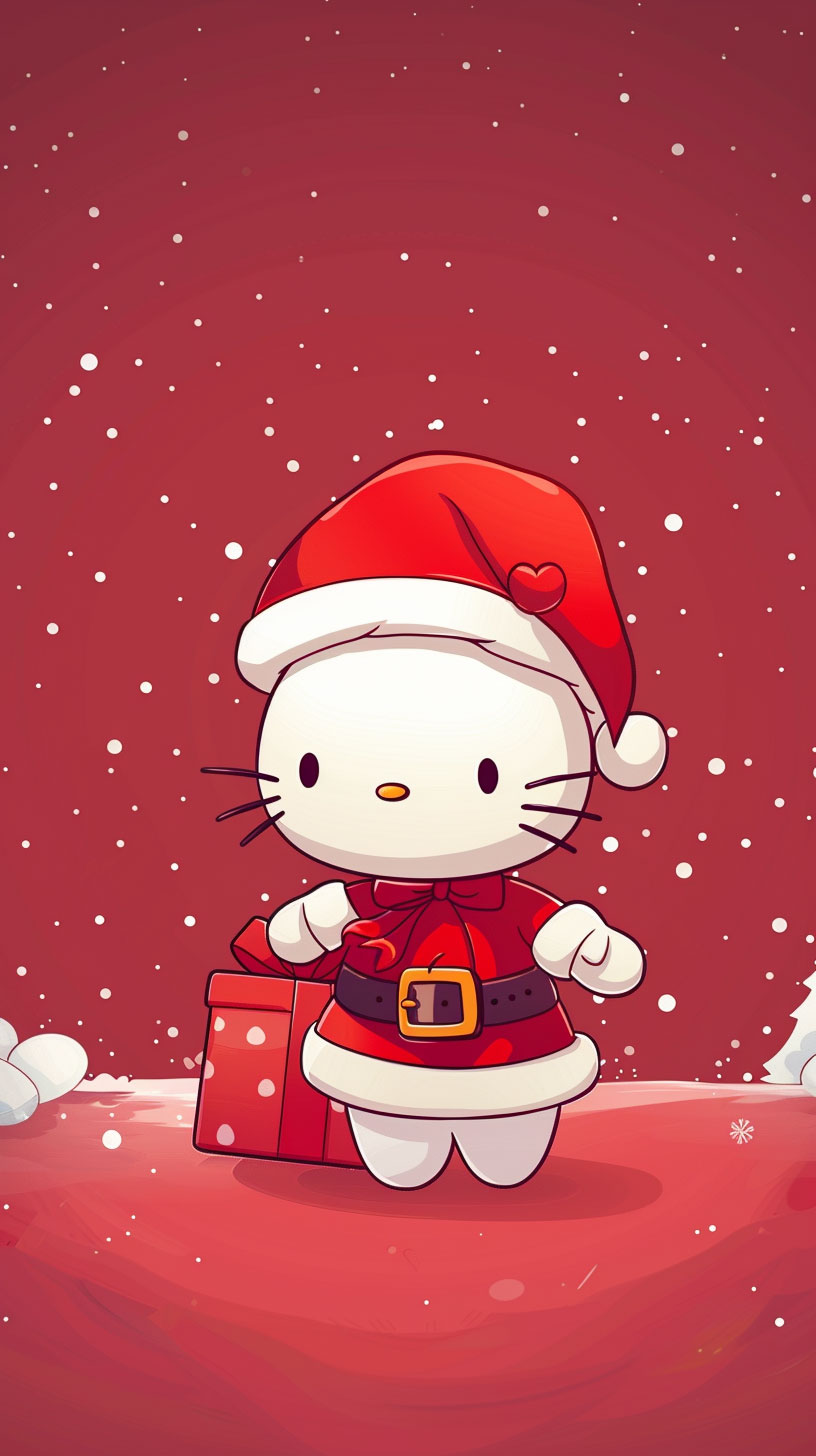 Festive Hello Kitty Christmas iPhone Wallpaper