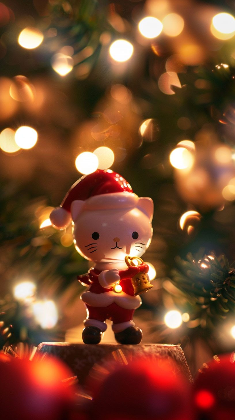 Minimalist Hello Kitty Christmas iPhone Wallpaper