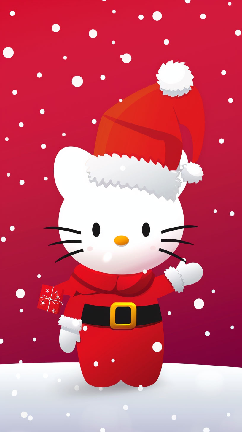 High-Resolution Hello Kitty Christmas Wallpaper for iPhone