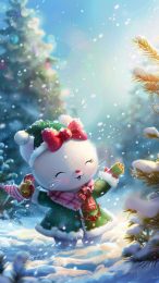 Hello Kitty Merry Christmas Phone Wallpaper for iPhone