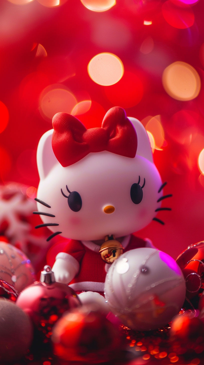 4K Hello Kitty Merry Christmas Phone Wallpaper