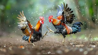 16:9 rooster fight royalty-free digital images