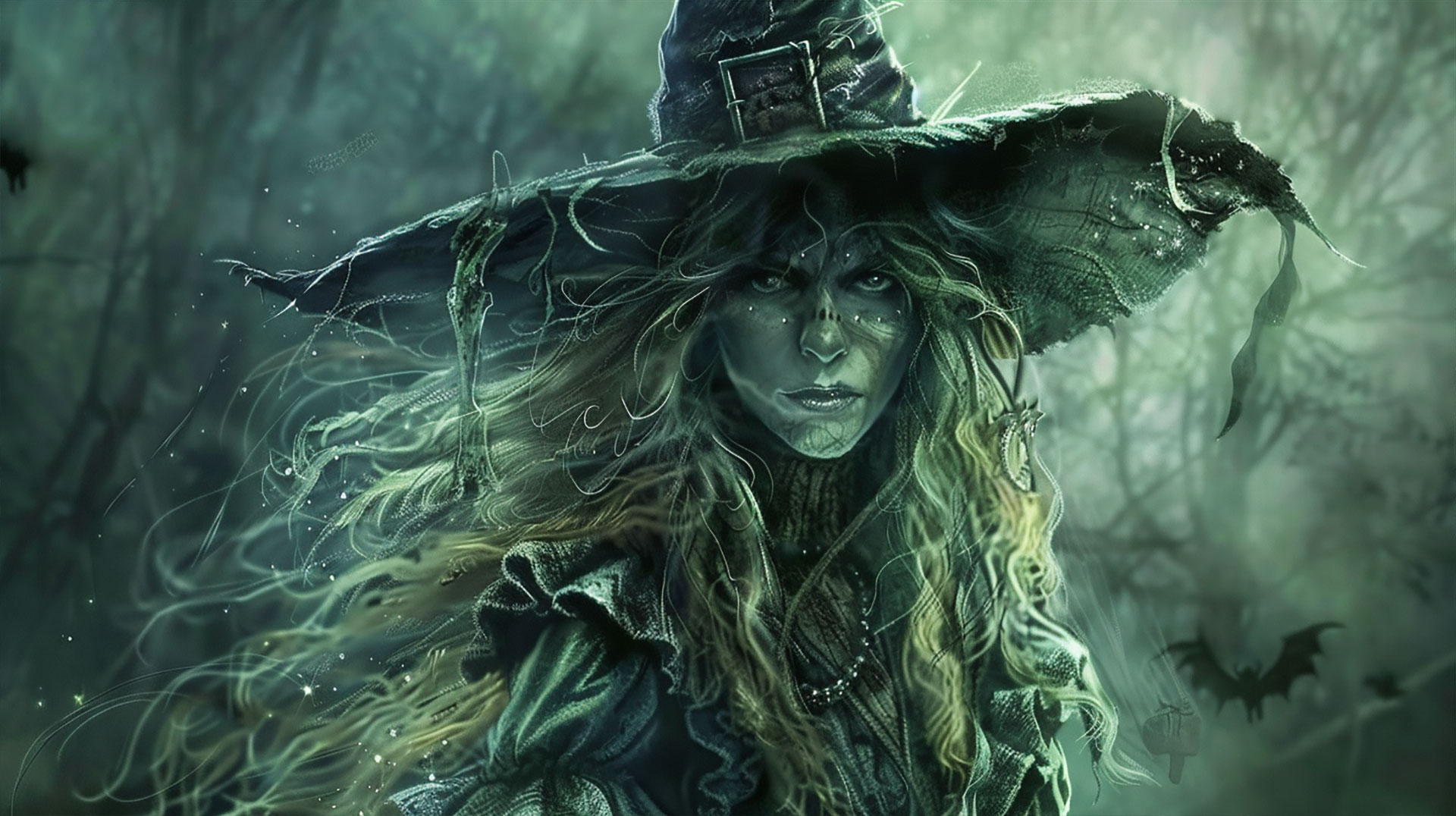 Spine-Chilling Scary Halloween Witch Desktop Wallpaper