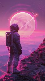 Vibrant Astronaut Digital Backgrounds for Mobile Devices