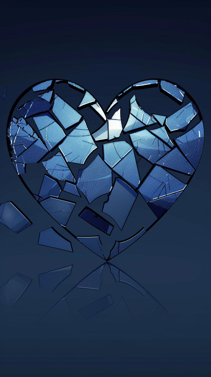 Oppo Aesthetic Broken Heart Dark Blue Wallpaper Ultra HD