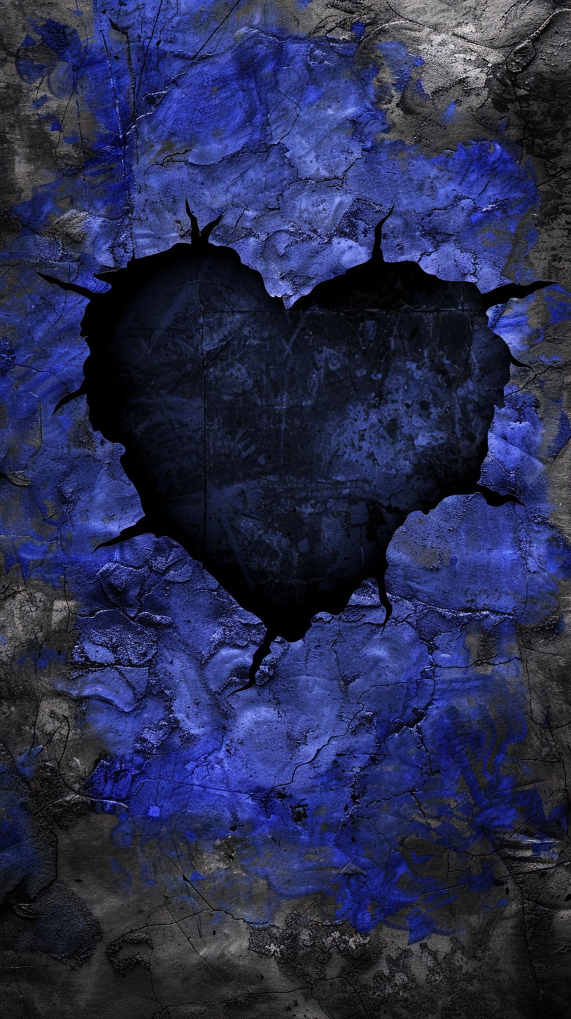 Pixel Aesthetic Broken Heart Dark Blue Art for Mobile