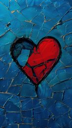 Samsung Aesthetic Broken Heart Dark Blue Phone Background