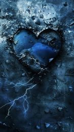 Huawei Aesthetic Broken Heart Dark Blue Wallpaper 4K