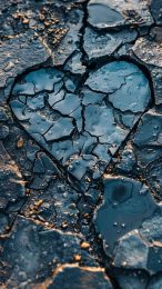 Aesthetic Broken Heart Dark Blue iPhone Wallpaper HD