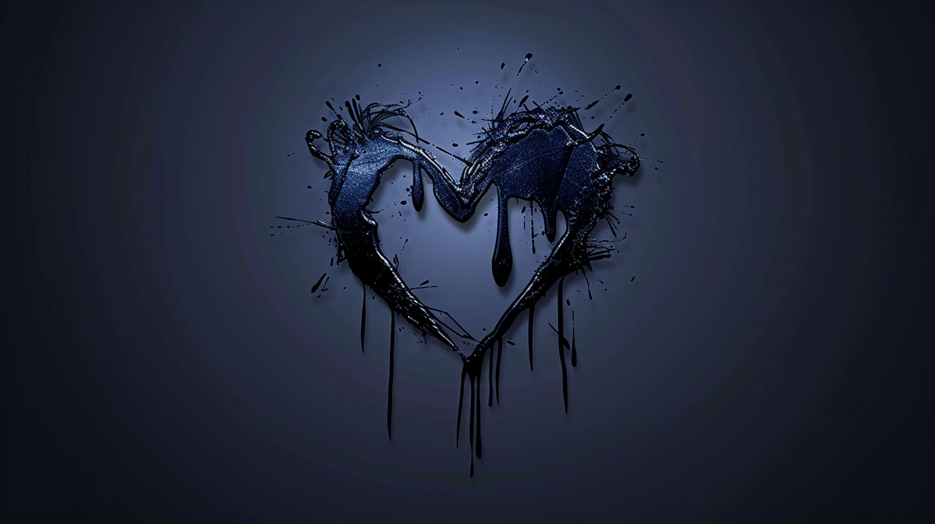 AI-Generated Broken Heart Dark Blue Image