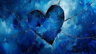 High-Quality Broken Heart Dark Blue Desktop Wallpaper