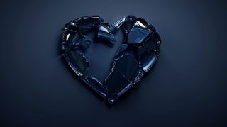 16:9 Broken Heart Dark Blue Desktop Background