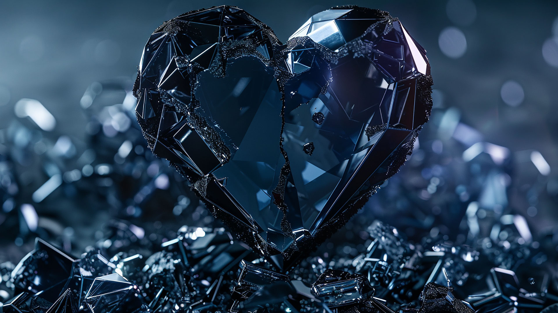 Broken Heart Dark Blue HD Wallpaper