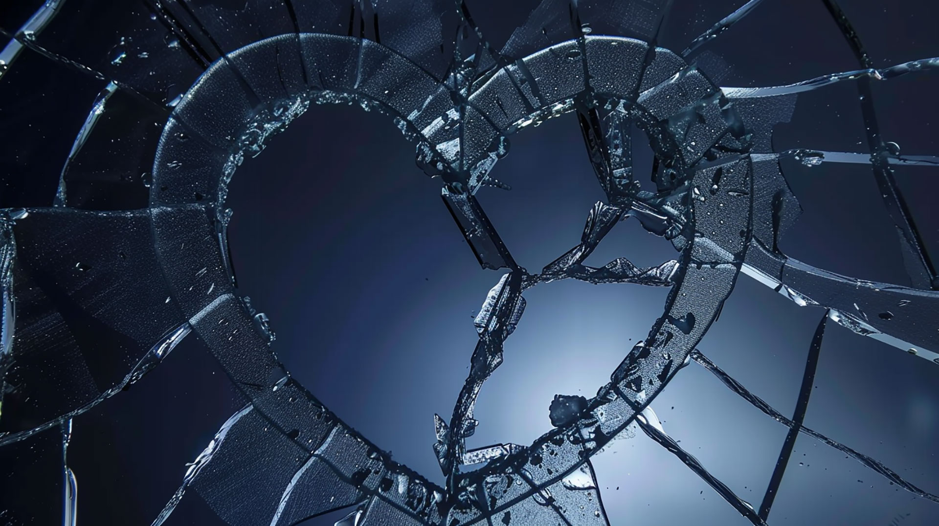 Digital Background: Broken Heart Dark Blue Wallpaper