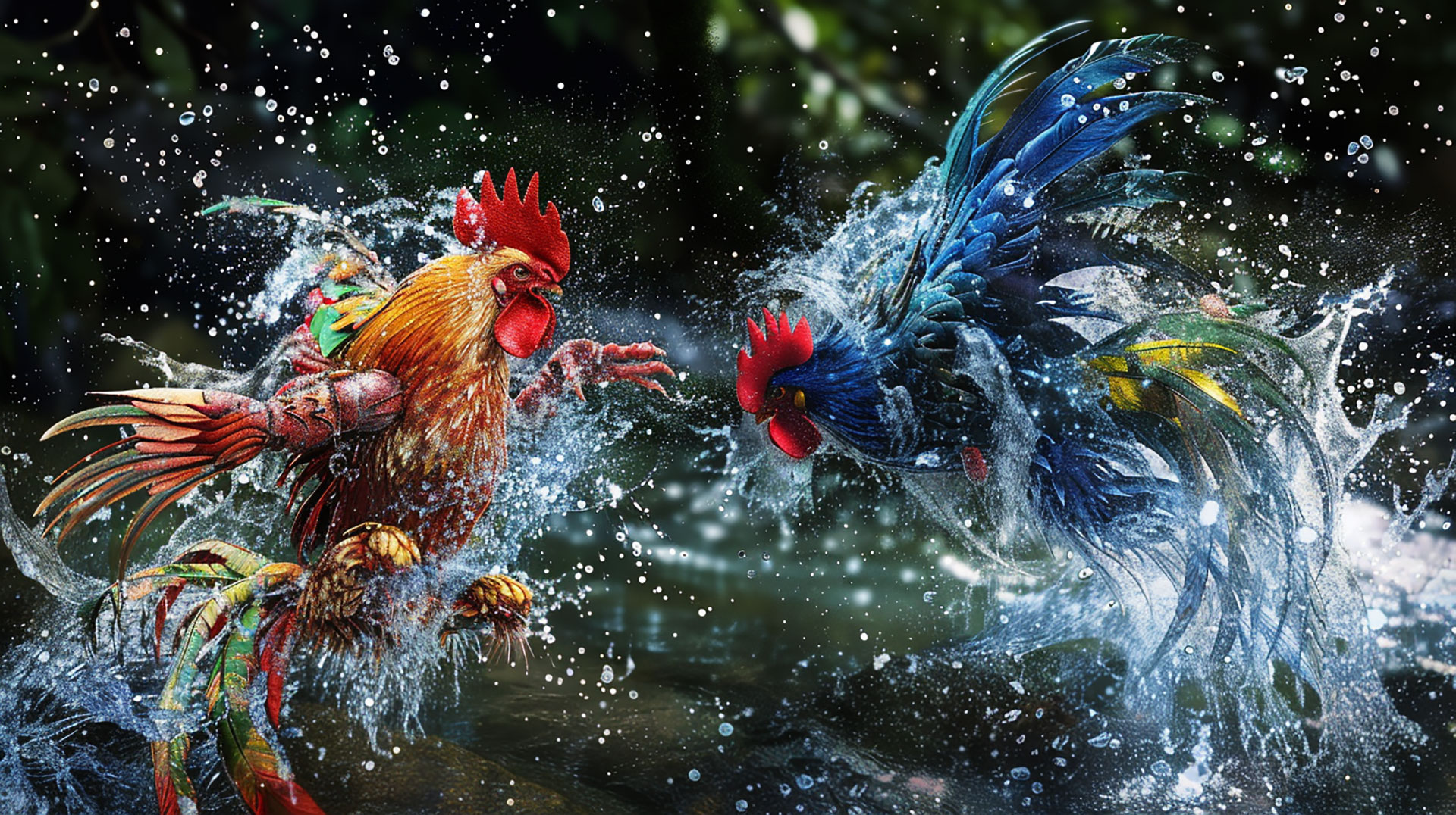 4K AI robot rooster duel wallpaper