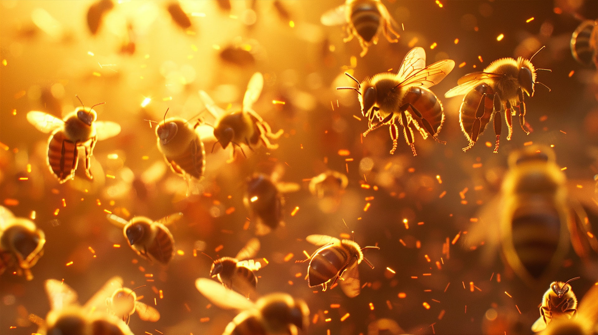 Desktop Background: AI Bee Army Pictures in 16:9