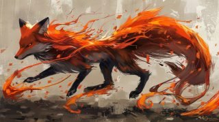 Vibrant Anime Red Foxes: 16:9 HD WallpaperHigh Resolution Wallpaper Featuring Anime Red Nine Tail Foxes