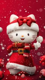 Elegant Anime Christmas Hello Kitty Mobile Wallpaper