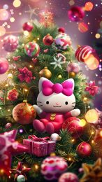 Vintage Anime Christmas Hello Kitty Mobile Wallpaper