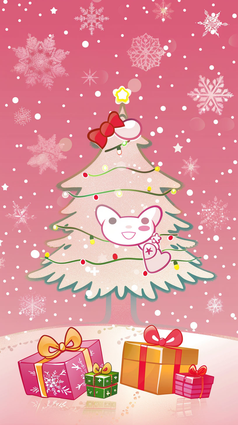 Animated Anime Christmas Hello Kitty Wallpaper