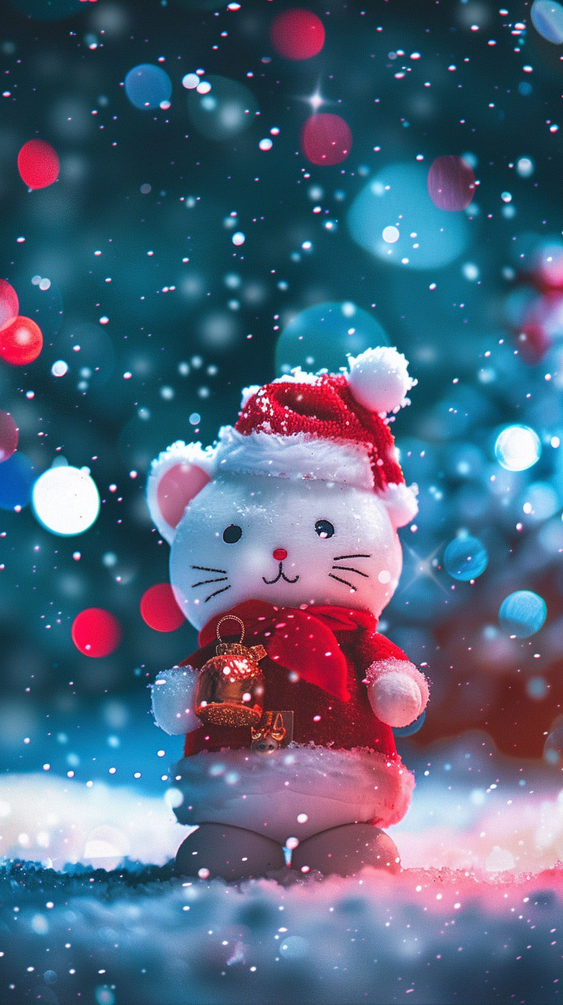 Festive Anime Christmas Hello Kitty Wallpaper for Mobile