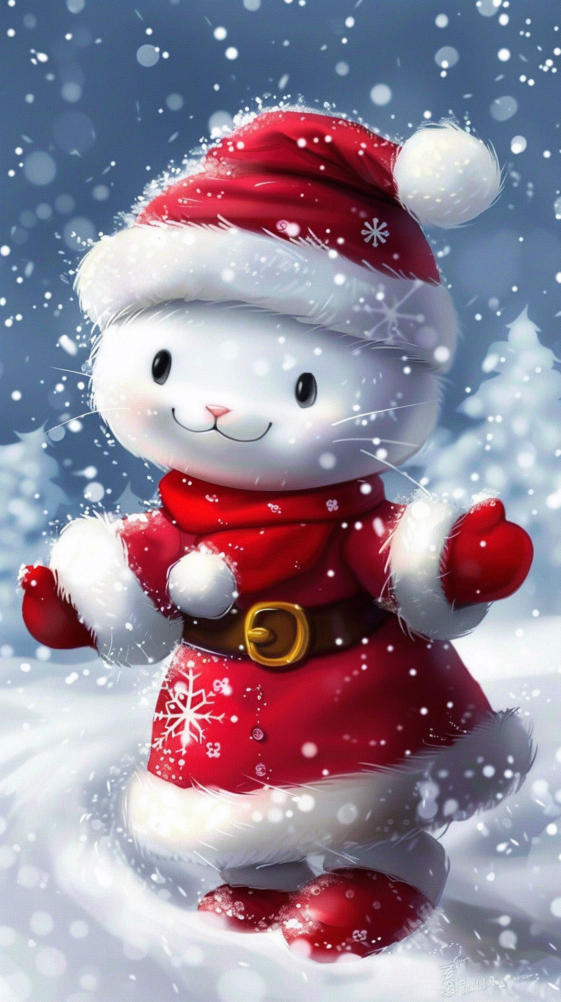 Santa Anime Christmas Hello Kitty Mobile Wallpaper