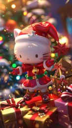 High-Resolution Anime Christmas Hello Kitty Wallpaper