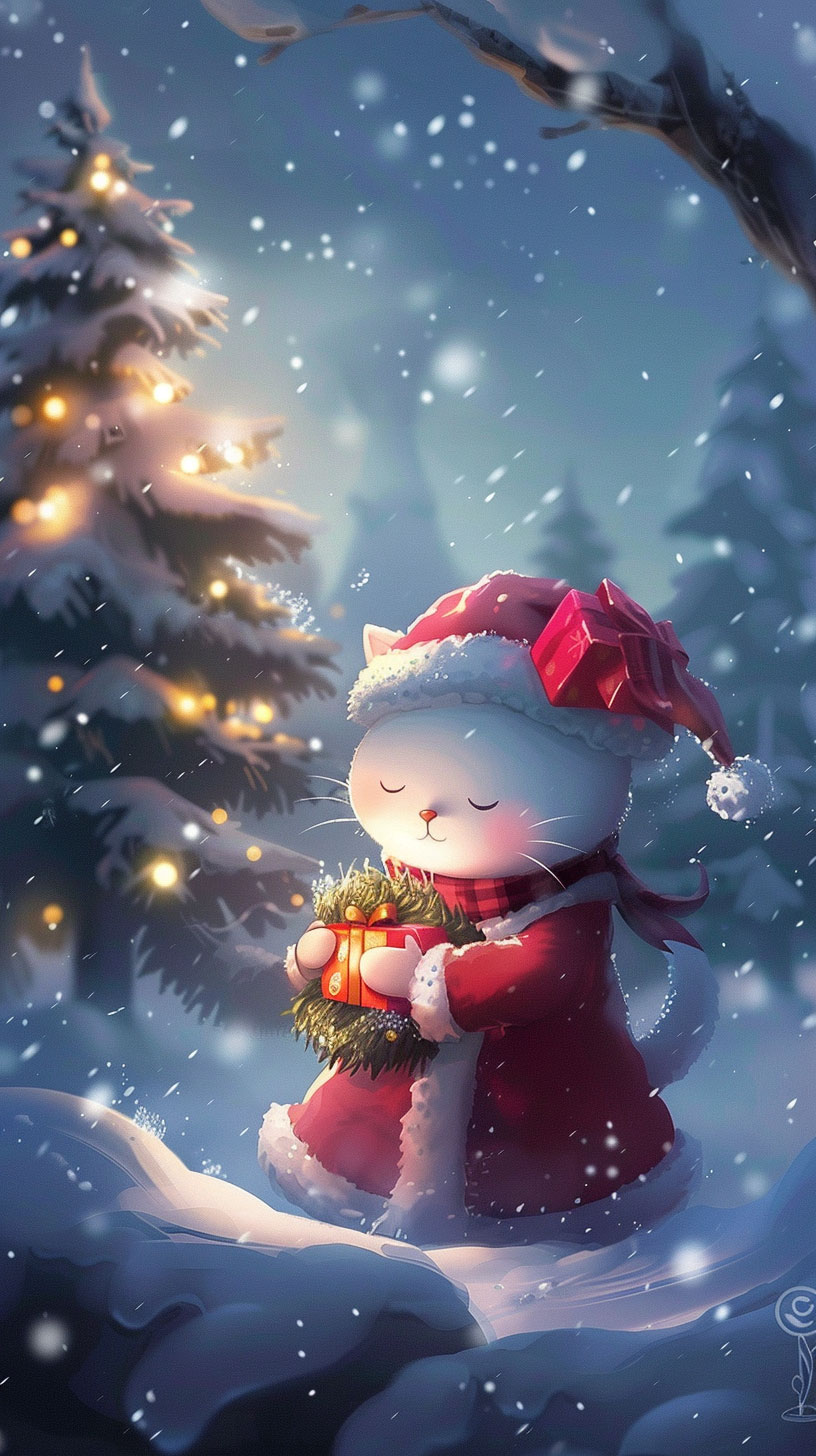 4K Anime Christmas Hello Kitty Mobile Wallpaper