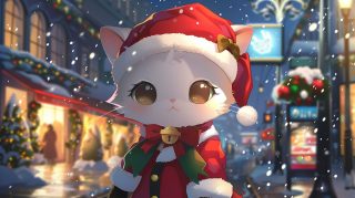 AI-Generated Anime Christmas Hello Kitty Wallpaper