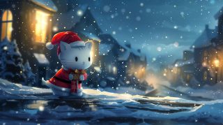 Festive Anime Christmas Hello Kitty Wallpaper