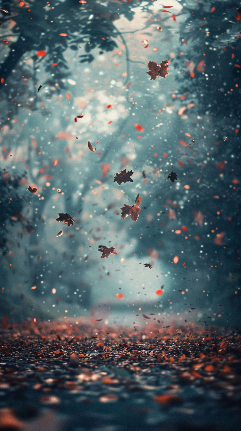 Serene Falling Leaves iPhone Background