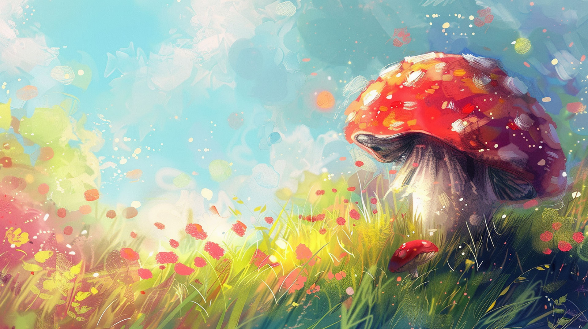 Charming Mushroom Digital Backgrounds