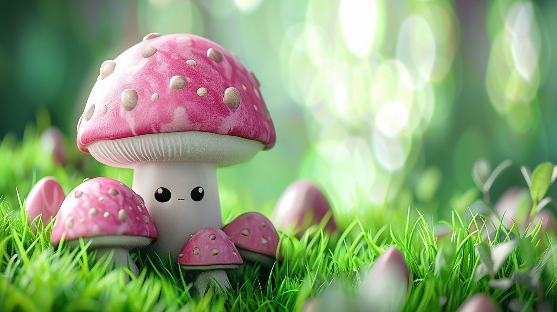 High-Resolution Cute Mushroom Wallpaper