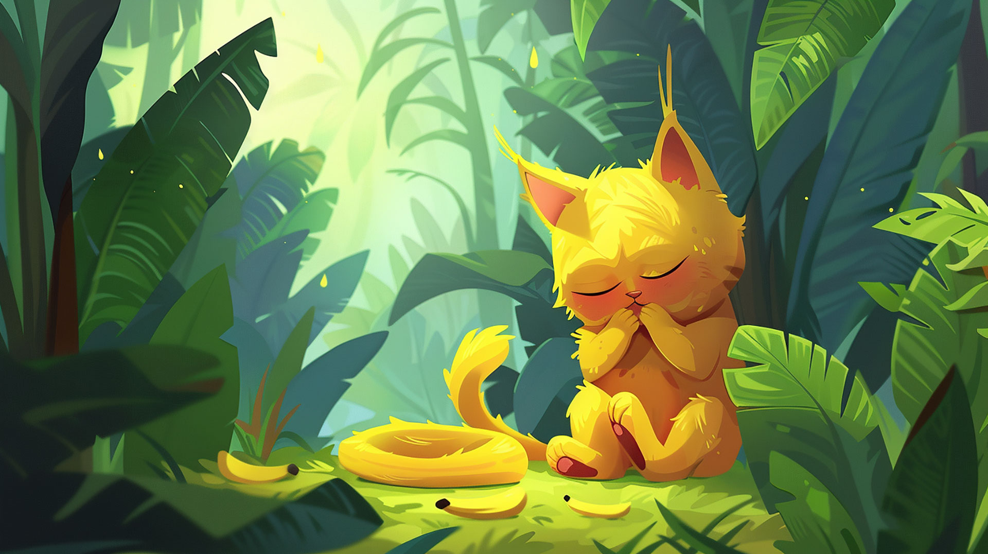 Banana Cat Tears Desktop Wallpaper