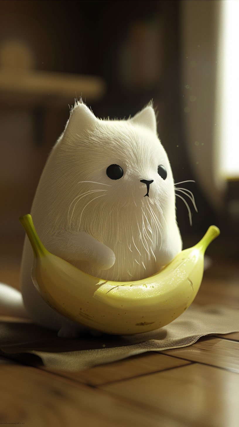 Kawaii Banana Cat iPhone Background