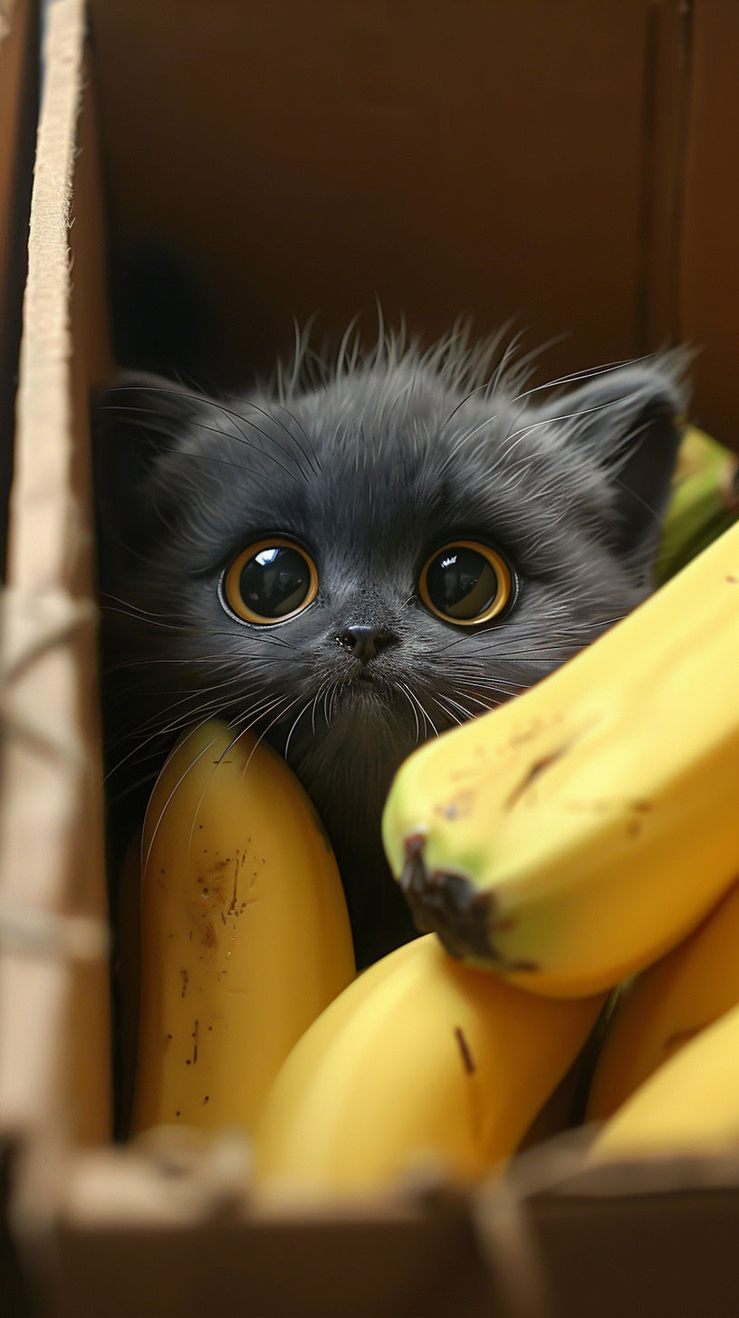 Whimsical Banana Cat Meme Phone Wallpaper