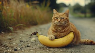 Whimsical Banana Cat Meme Wallpaper