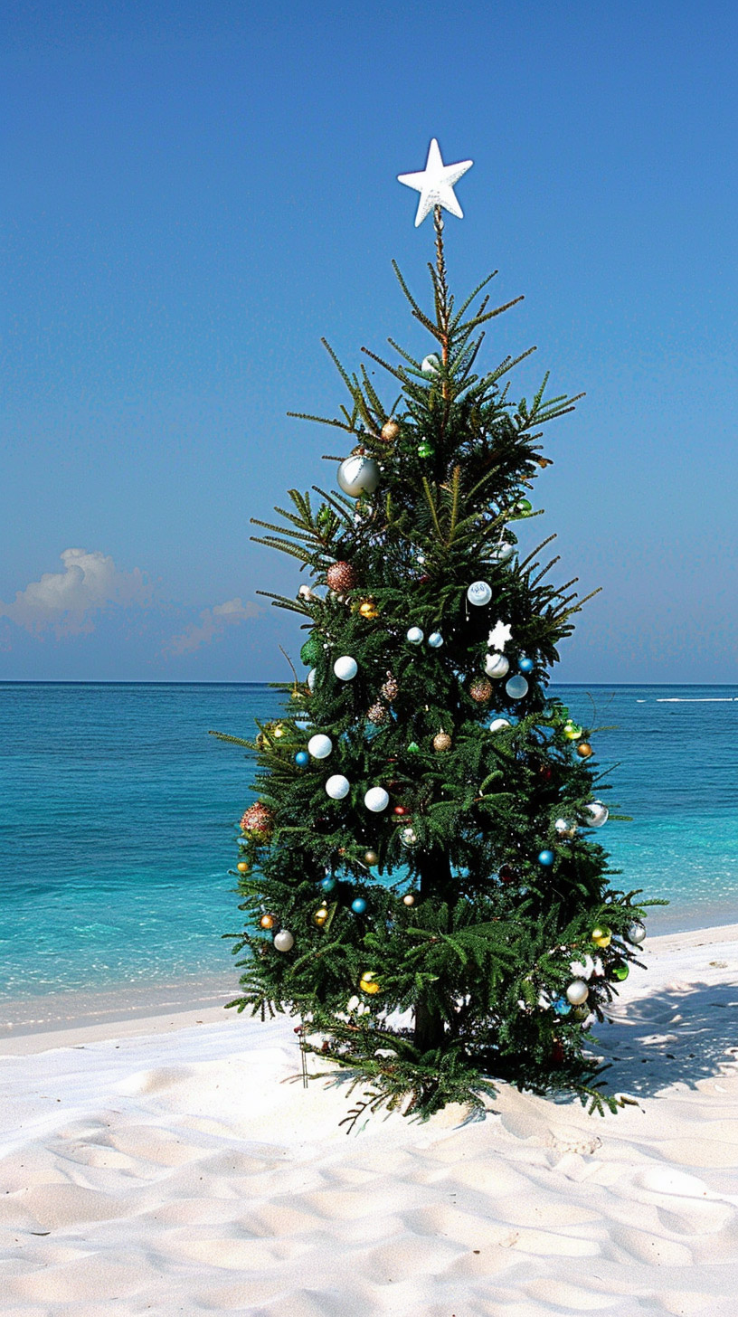 Beach Christmas Palm Tree HD Mobile Wallpaper Download