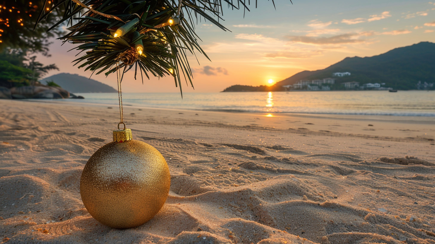 Beach Christmas Palm Tree HD Wallpaper for Desktop