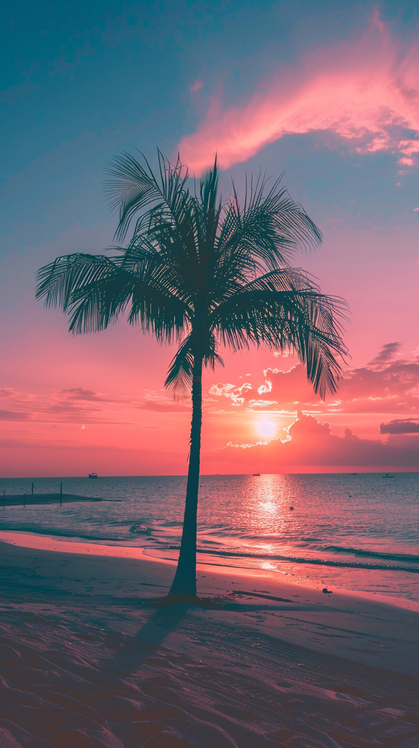 Free Digital Background of Beach Sunset for Mobile