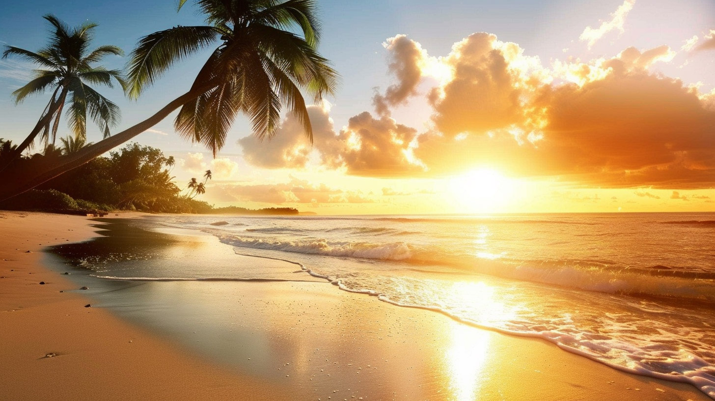 Beach Sunset Palm Tree HD Wallpaper for Your Desktop