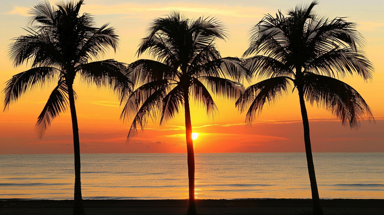 Stunning 1920x1080 Beach Sunset Palm Tree Pictures