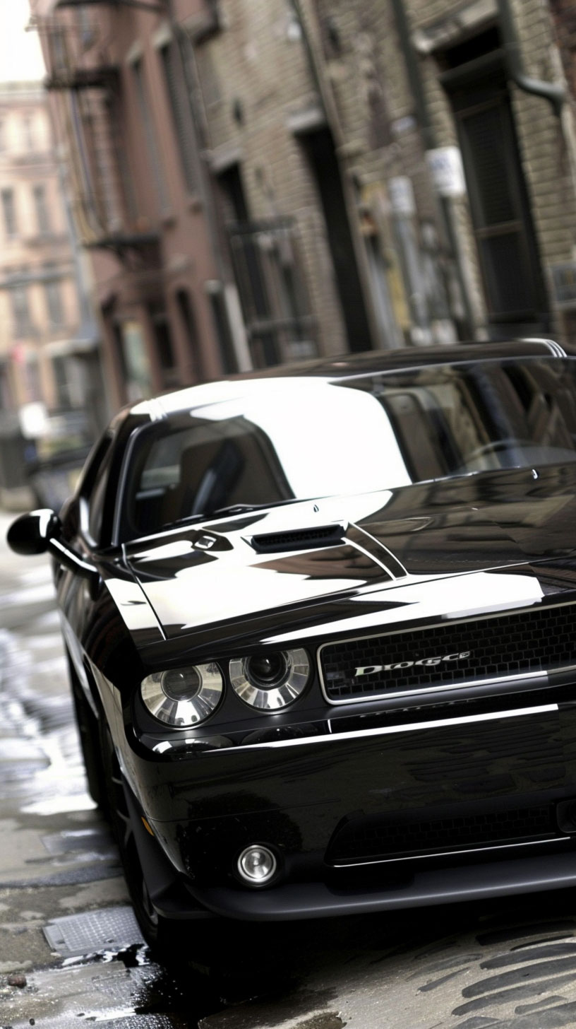 Sleek Black Dodge Challenger Wallpaper