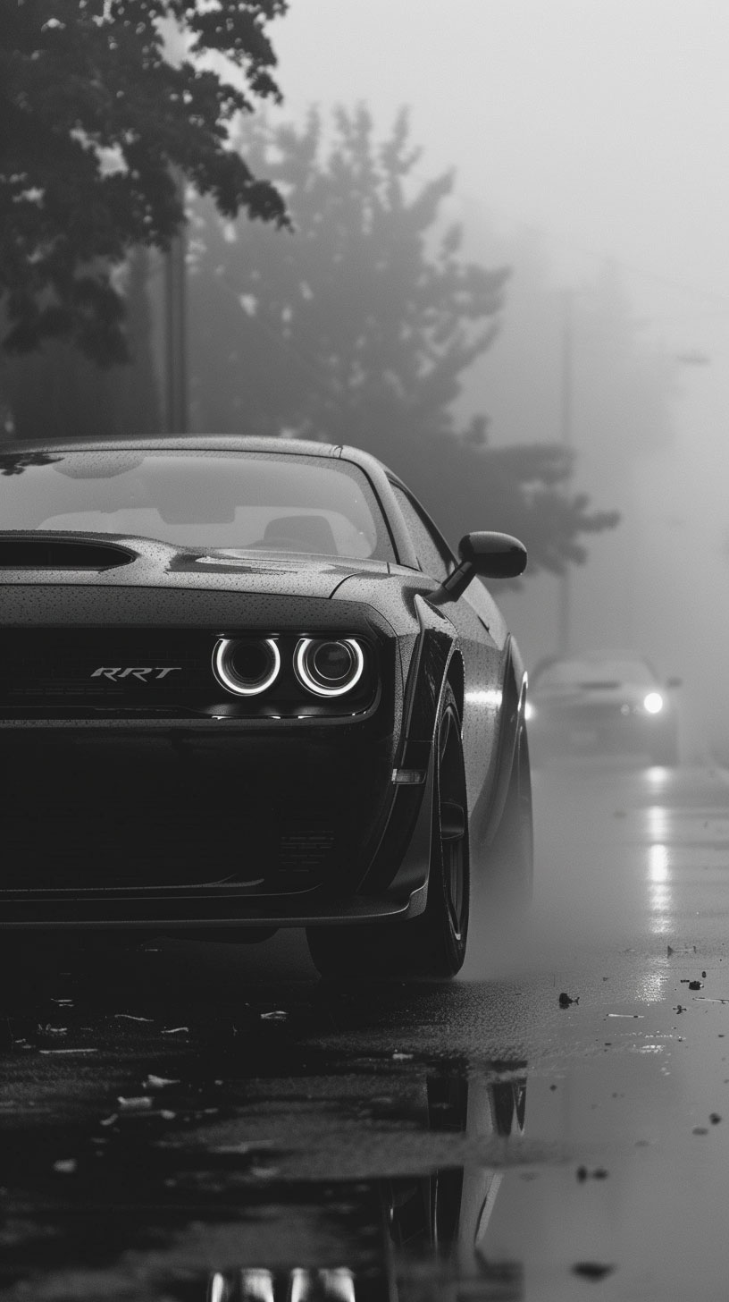 Black Dodge Challenger Muscle Car Lock Screen