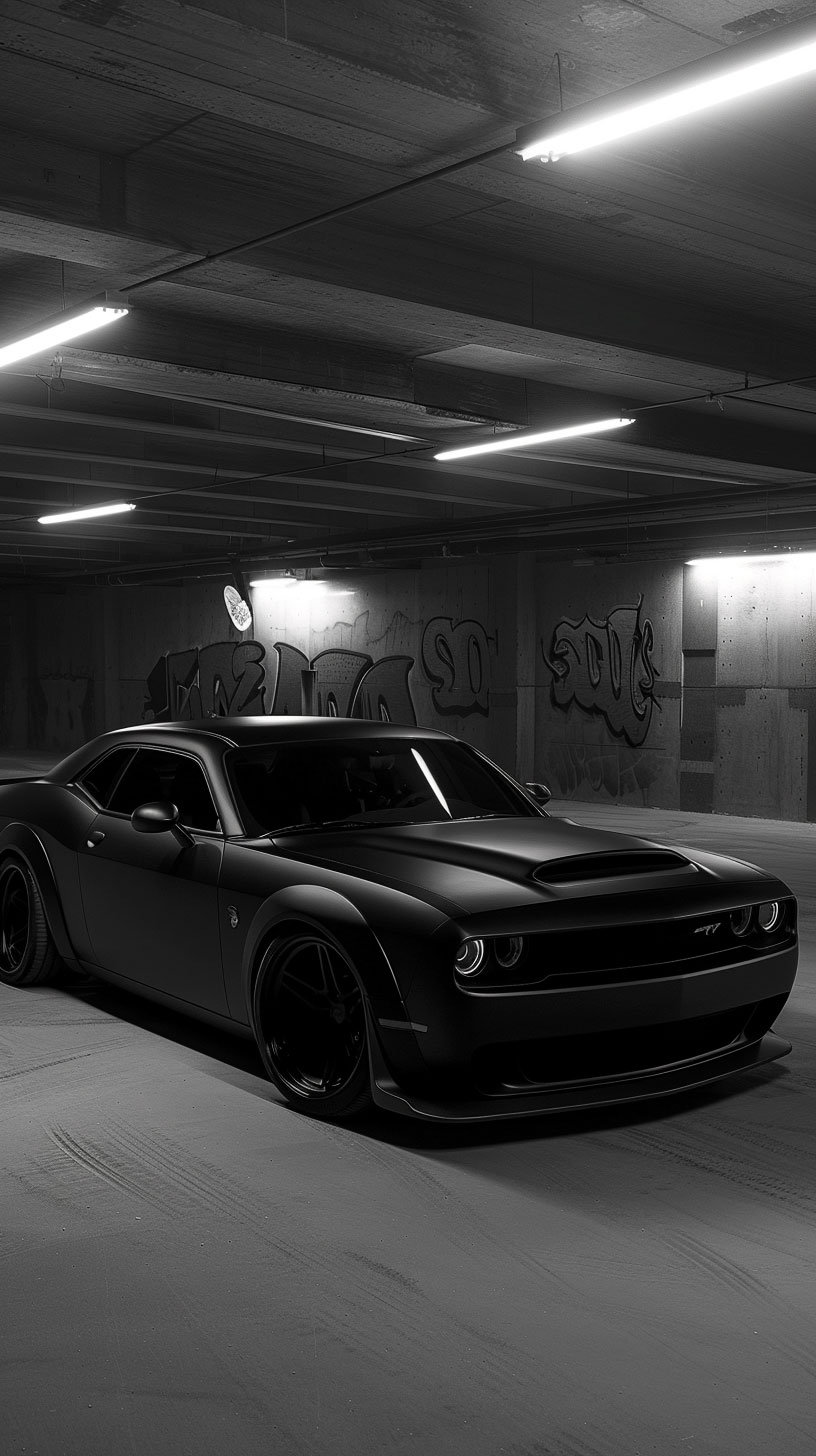 Midnight Black Dodge Challenger Lock Screen