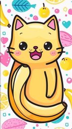 Funny Cartoon Banana Cat Background for iPhone